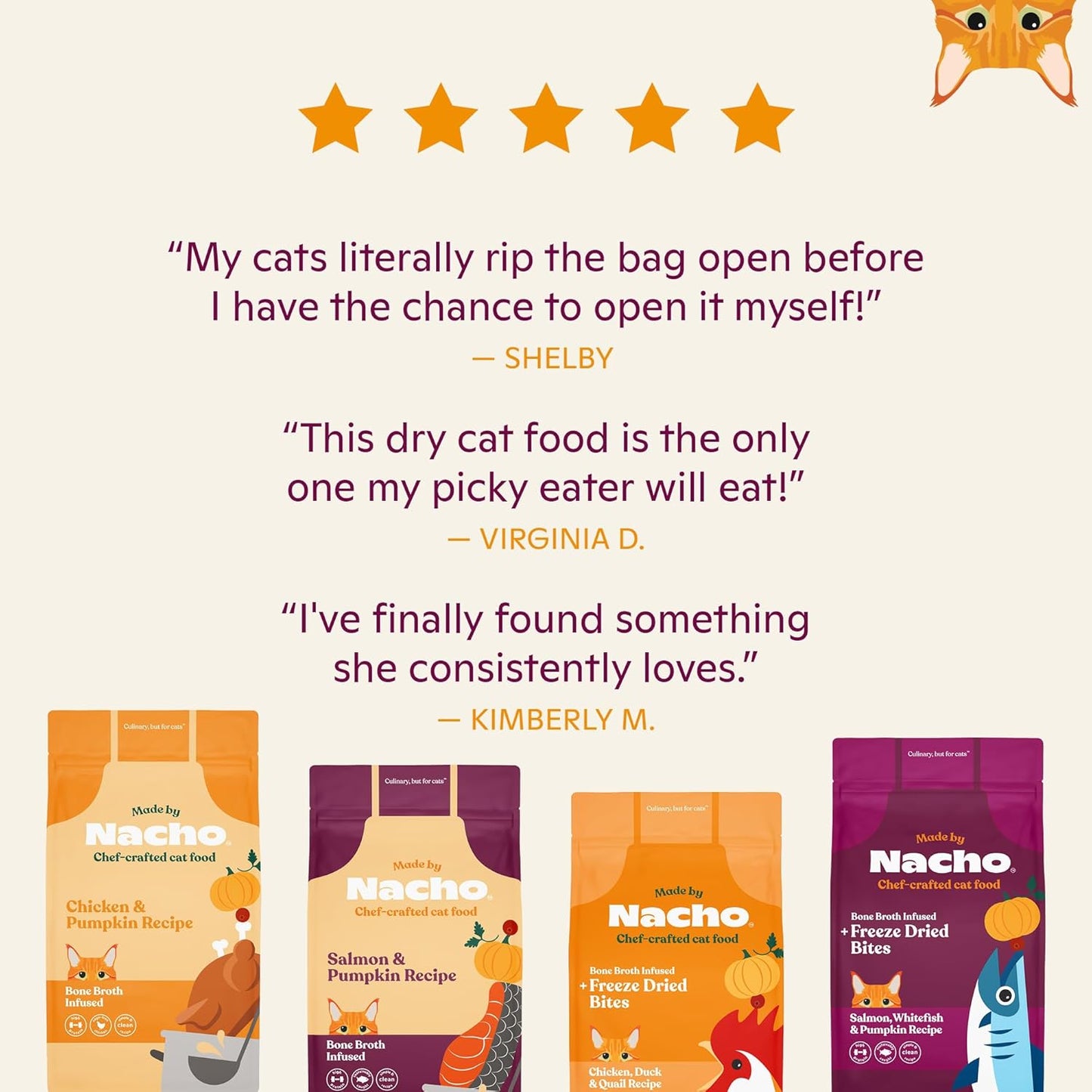 Made by Nacho Dry Cat Kibble 4lb Bag, High Protein and Grain-Friendly Premium Cat Food, Cage-Free Chicken & Pumpkin Recipe, Infused with Bone Broth for Hydration, Limited Ingredients, Single Bag