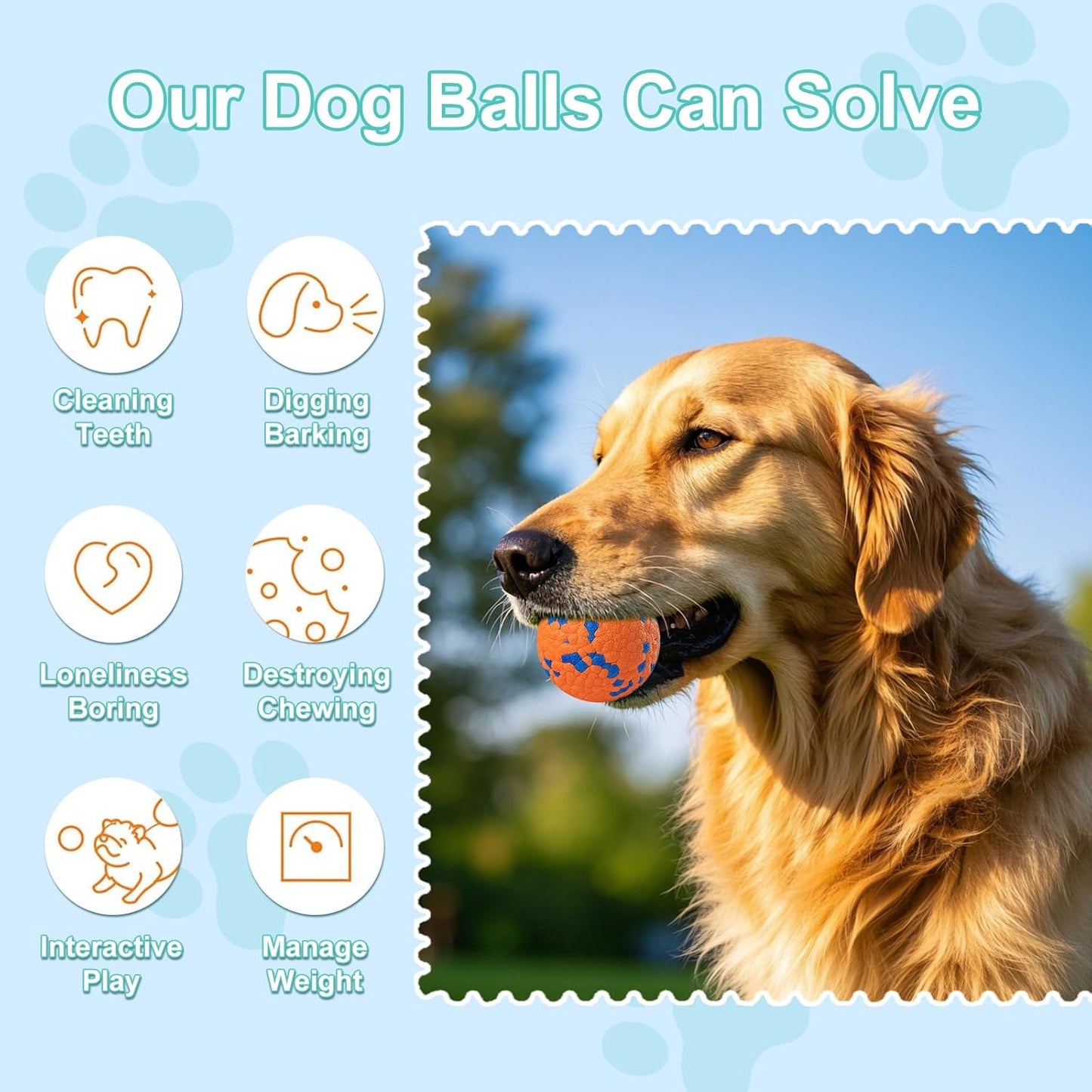 Dog Balls, Chew Toy Tennis for Aggressive Dogs, Interactive Toys for Tossing and Catching, Lightweight Toys That Float on Water, Balls for Large/Medium/Puppies Dogs