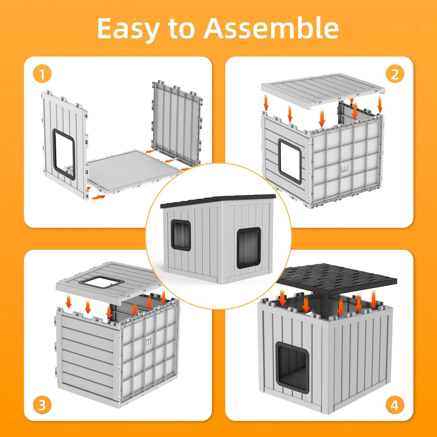 Dog House Small Dog Houses Outdoor with Sloped Roof Waterproof Ventilated Design Easy to Clean Elevated Floor Easy Assembly for Middle Sized Dogs