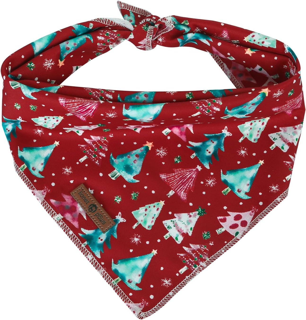 lionet paws Christmas Dog Bandana,Christmas Tree Fabric Dogs Kerchief for Medium Large Dogs,Dog Cotton Red Triangle Bibs Scarf for Girl Boy