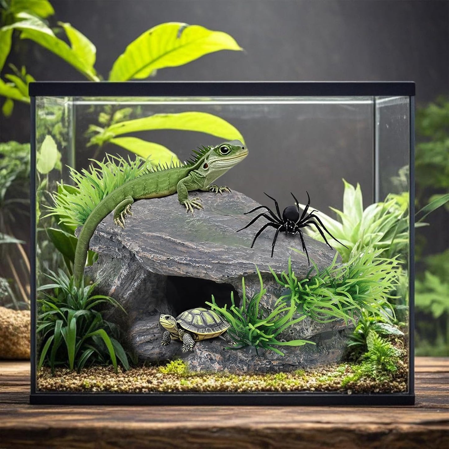 Premium Small Fish Tank Decorations, Reptile Tank Accessories, Turtle Tank Accessories, Natural Reptile Hide for Bearded Dragon, Professional Turtle Basking Platform (Small)