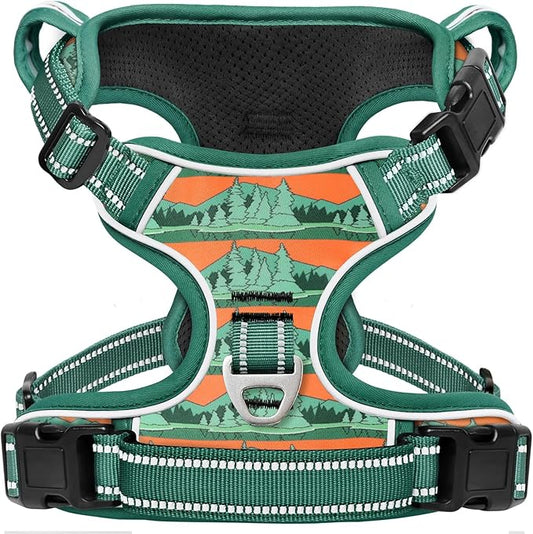 Timos No Pull Dog Harness,No Choke Front Clip Dog Reflective Harness,Adjustable Soft Padded Pet Vest with Easy Control Handle for Medium Dogs,Wilderness,M