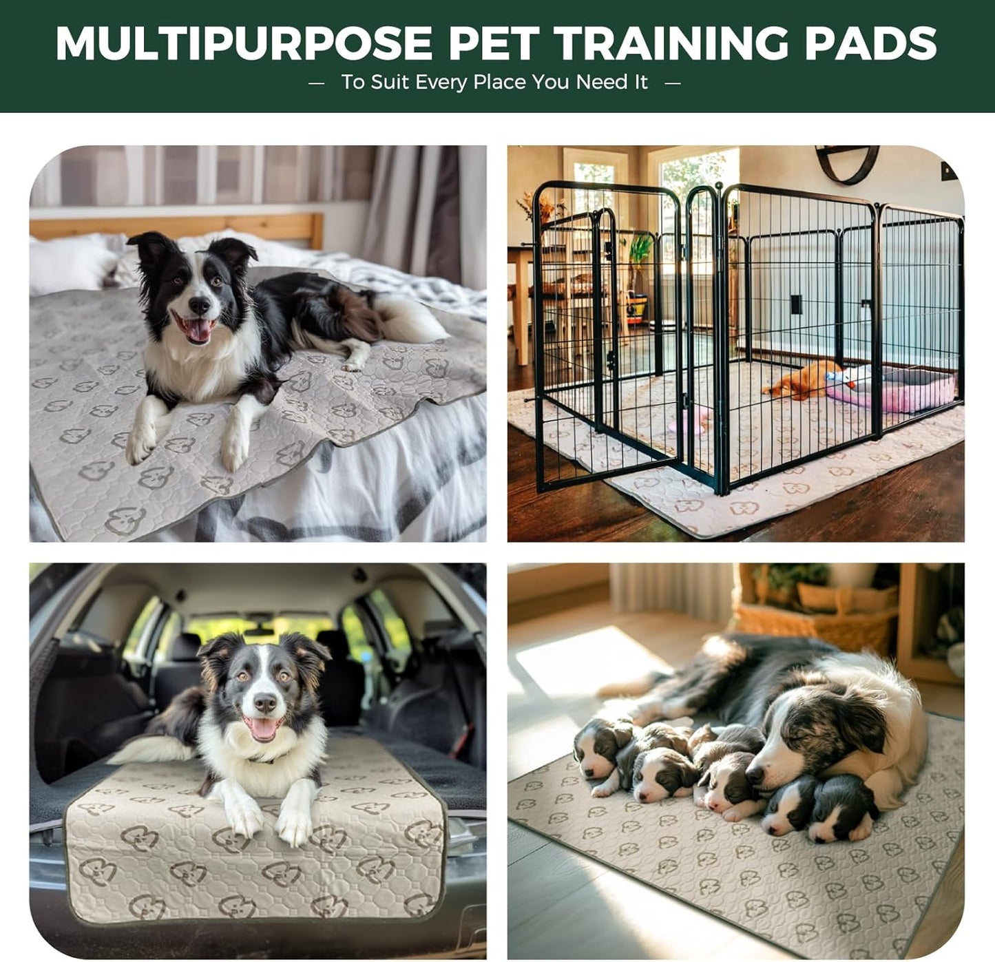 FXW Washable Pee Pads for Dogs, Puppy Pads with Super Absorbent, Specifically Designed for Whelping Box, 32" Round, Khaki, 2 Packs