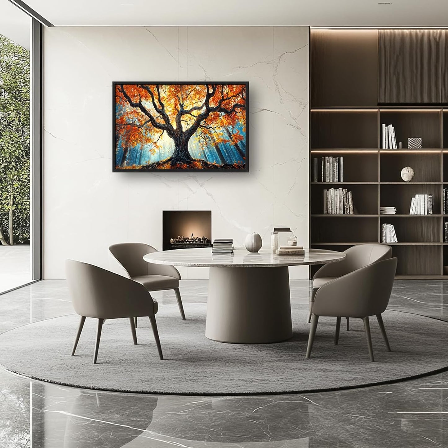 Extra Large Tree of Life Framed Wall Art for Living Room,Fall Autumn Forest Sunrise Landscape Pictures Wall Decor,Nature Canvas Print Painting Modern Artwork Bedroom Office 36L" x 24W"