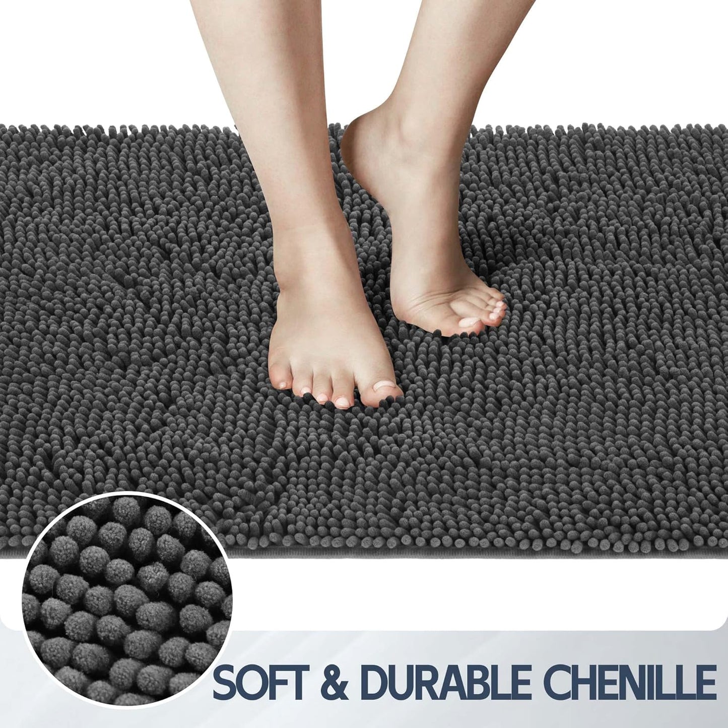 Dog Door Mat for Muddy Paws, 72" x 36" Chenille Absorbent Front Door Mat Inside, Large Runner Mud Mat for Dogs, Trap Dirt Washable Non Slip Outdoor Indoor Entrance Doormats, Grey