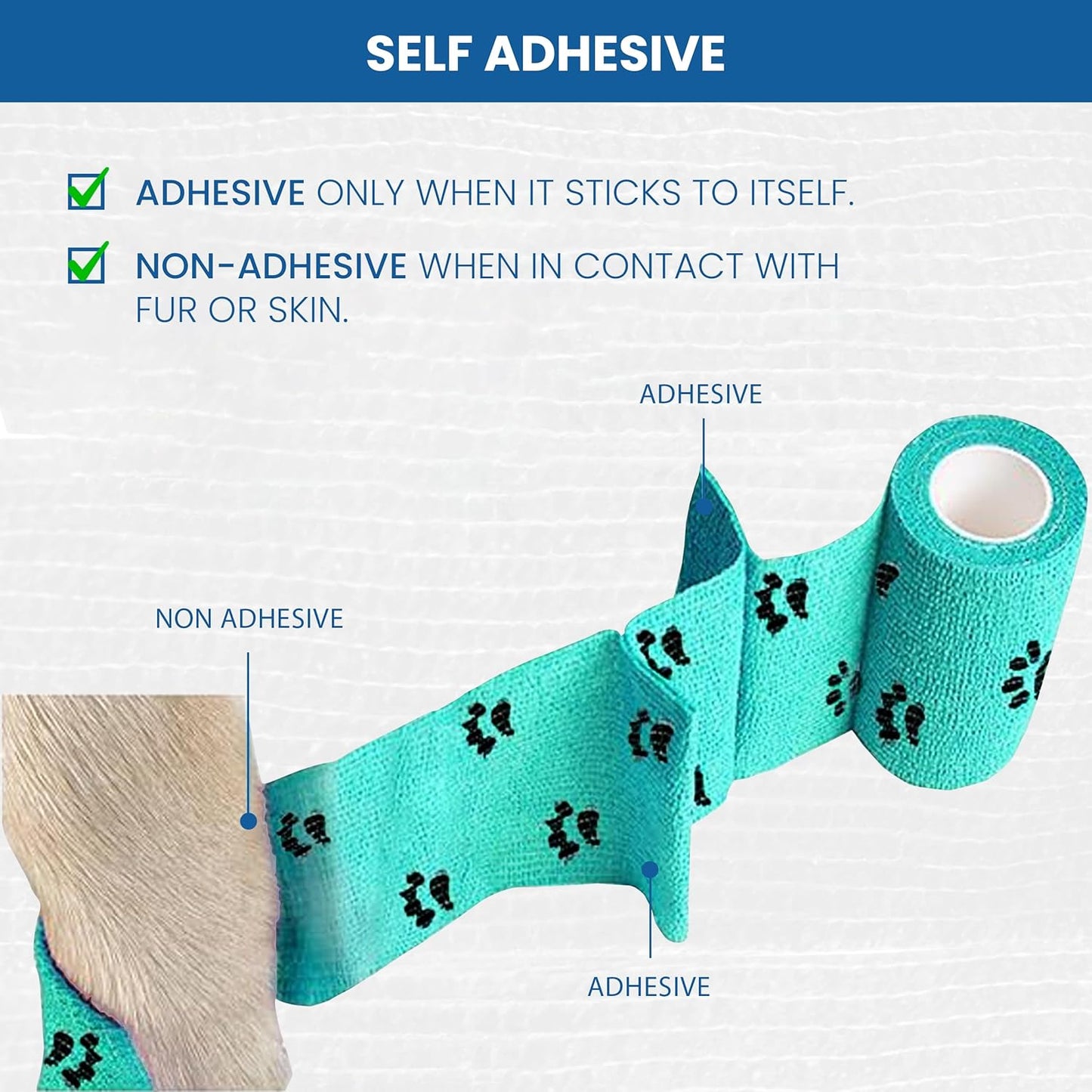 Self Adhesive Bandage Wrap - Pack of 09 Assorted Colors, Breathable & Water-Resistant Vet Wrap for First Aid, Sports Injury, Body Sprains, & Pets (2 Inch Paw Print Multicolor - 09 Pack)