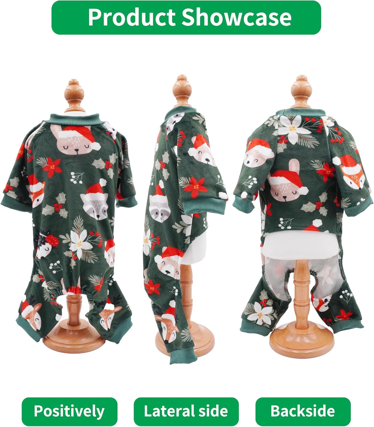 PET SHOW 4 Pack Christmas Small Dog Pajamas Holiday Dog Clothes Doggies Girl Boy Soft Stretchy PJs Xmas Jumpsuit Puppy Cats Onesies Red Green Outfits with Sleeve Pets Dachshund Costume S