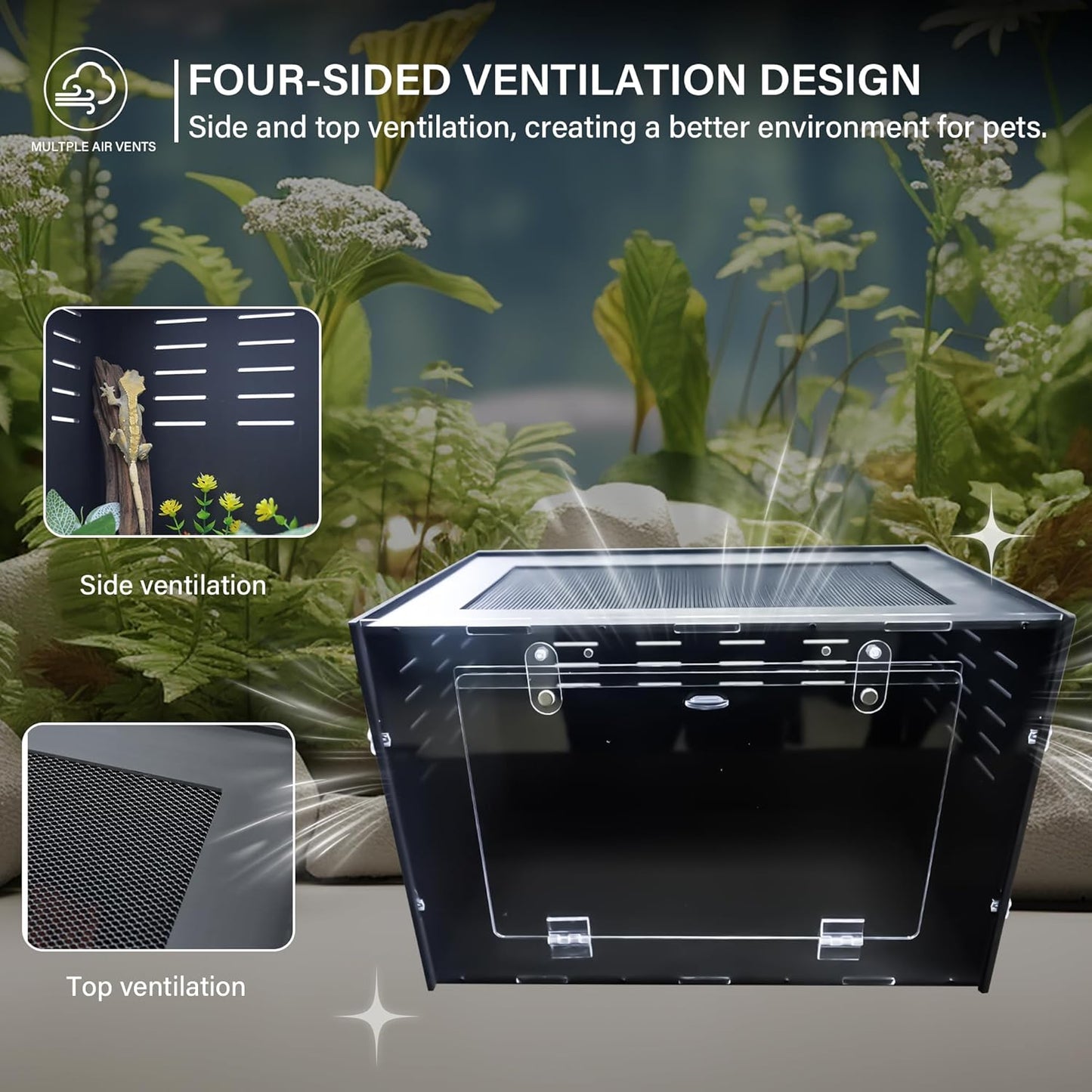 10 Gallon Reptile Tank – Reptile Enclosure for Leopard Geckos, Snakes & Bearded Dragons – Lizard Tank, Hermit Crab & Gecko Habitat