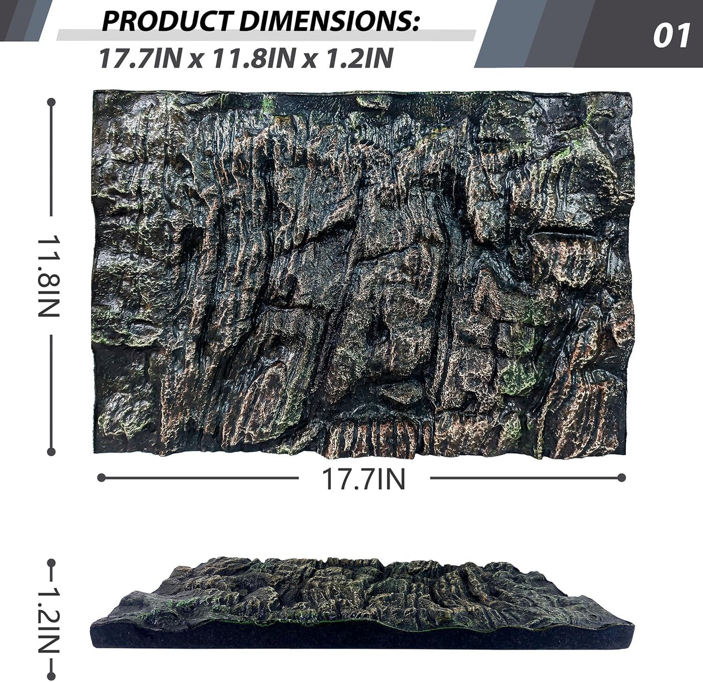 17.7x11.8in Rock Terrarium Background,3D Reptile Tank Background Board,Amphibian Stereo Backdrop Wall,Lizard Snake Gecko Spider Fish pet silo Background Decorative Panel(Paleyellow)