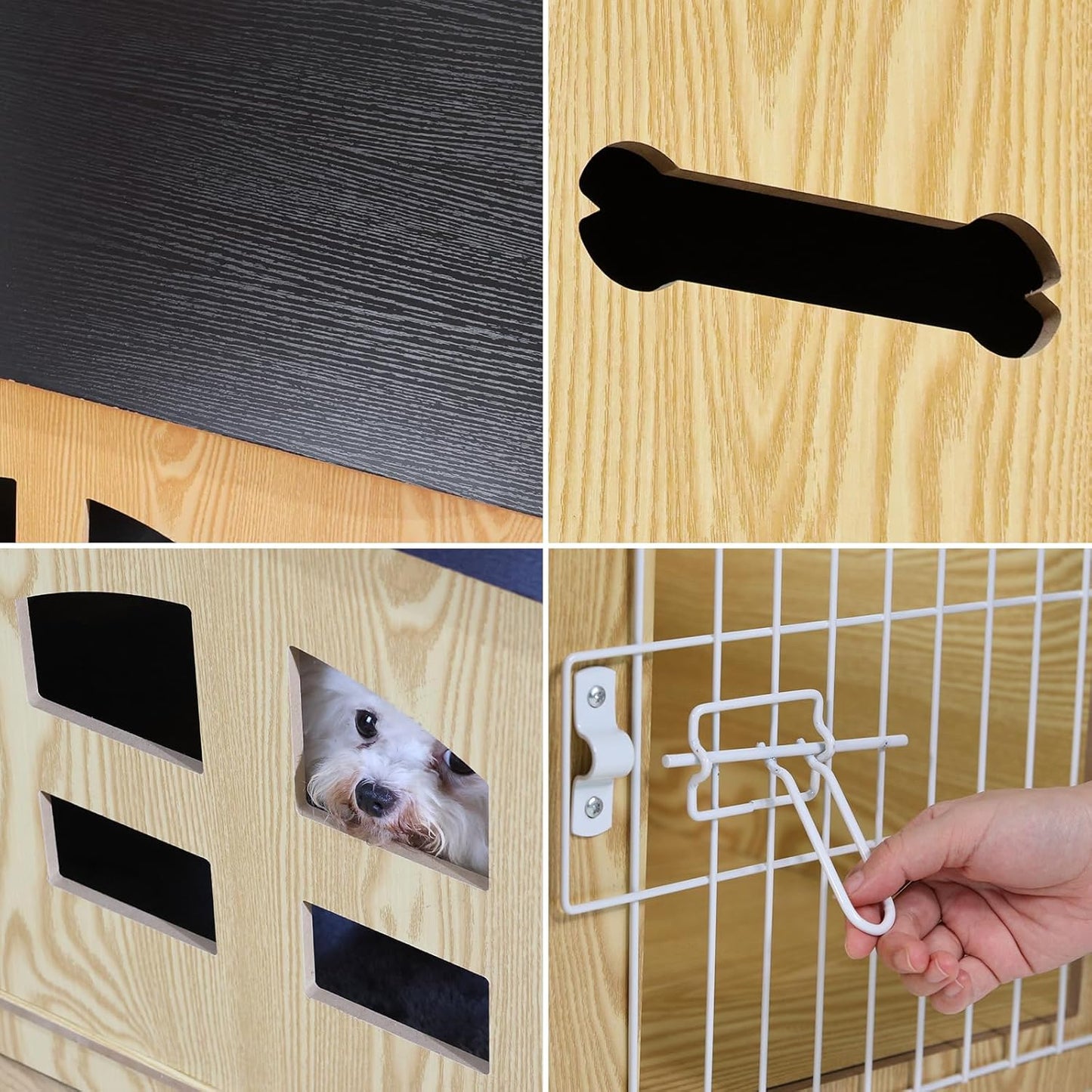 Dog House Indoor for Small Dogs or Cats, Cozy Wooden Design, Small Indoor Bed House, with Air Vents and Elevated Floor Warm Dog Cave