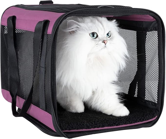 petisfam Soft Pet Carrier for Large and Medium Cats, 2 Kitties, Small Dogs. Easy to Get Cat in, Great for Cats That Don't Like Carriers (Viva Magenta)