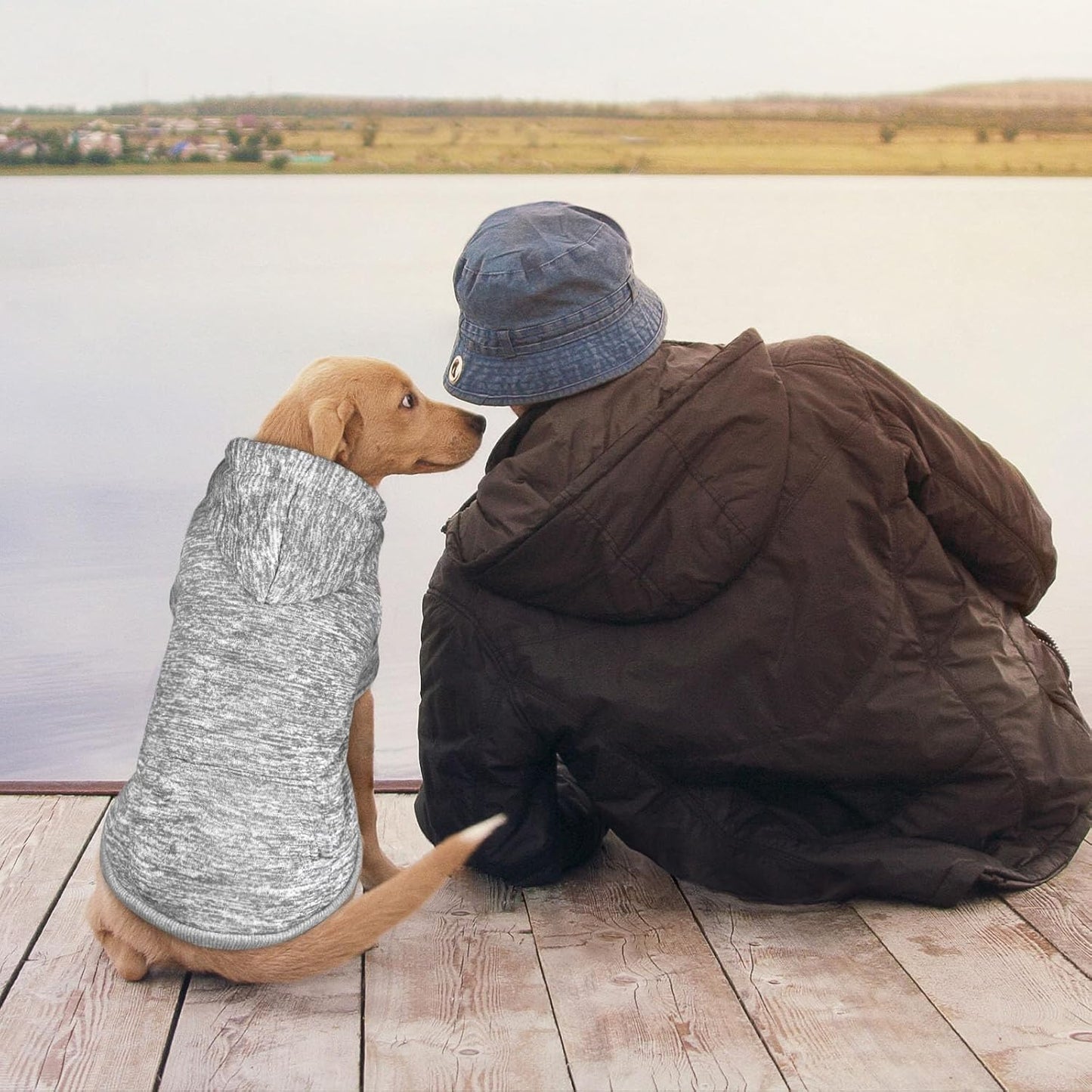 Dog Sweaters for Large Dogs Dog Hoodie Fleece Dog Sweater Soft Dog Clothes Sweatshirt with Pocket Dog Hoodie for Large Dogs(Grey&XL)