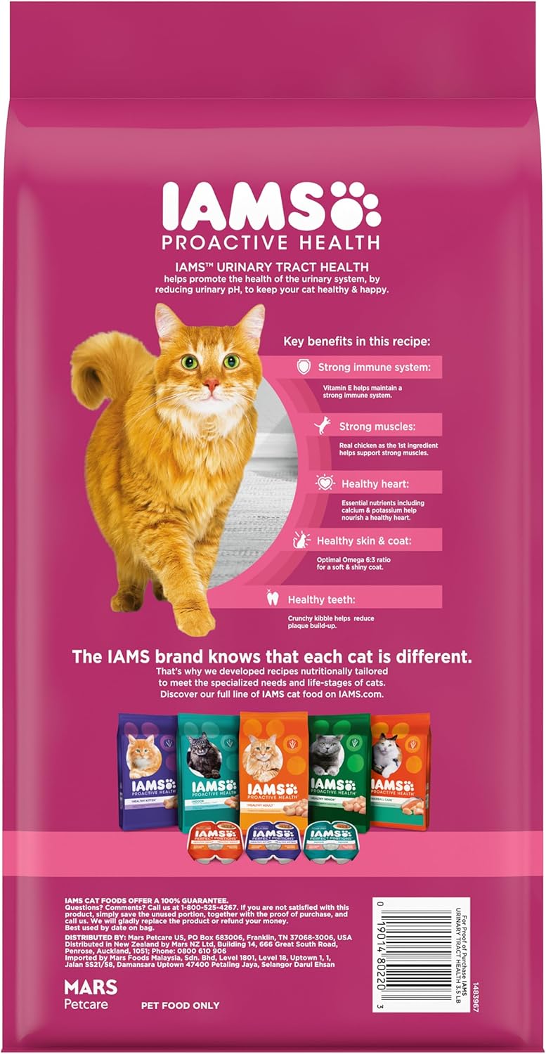 IAMS Proactive Health Adult Urinary Tract Healthy Dry Cat Food with Chicken, 3.5 lb. Bag