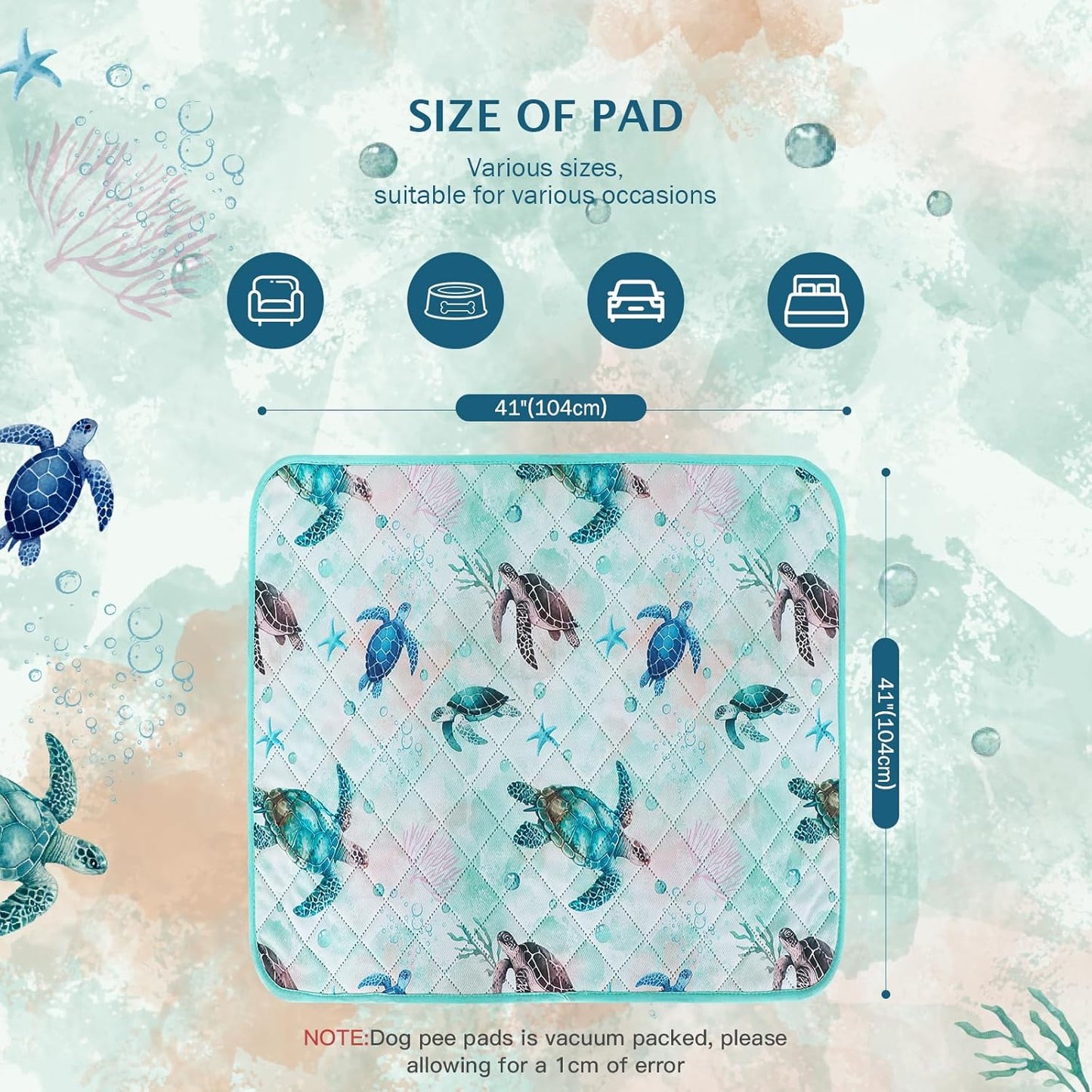 IEUUMLER Washable Pee Pads for Dogs, 2 Pack Reusable Waterproof Puppy Pads, Non-Slip Super Absorbent Dog Training Pad for Playpen Crate Bed EU012