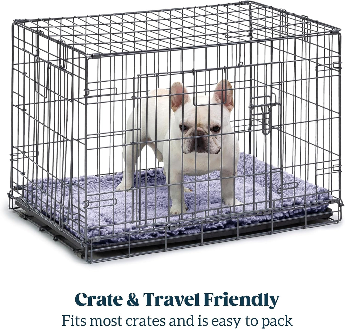 Stoutwool Indestructible Dog Bed - Fluffy Chew Proof Dog Crate Pad - Tough Kennel Pad for Aggressive Chewers - Washable, Ideal for Jumbo Breeds & Fits 54-Inch Crate - 53"x35", Jacaranda