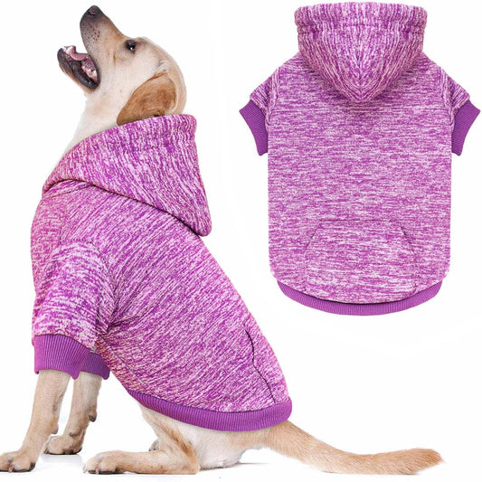 Dog Sweaters for Large Dogs Hoodie Fleece Dog Sweater Soft Clothes Sweatshirt with Pocket Hoodie for Large Dogs(Purple&L)