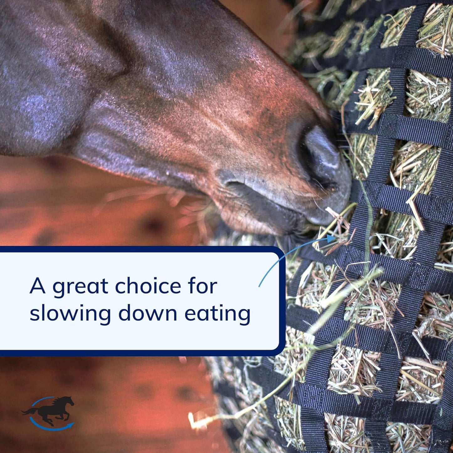 SmartEquine Slow Feed Hay Bag for Horses | Hay Feeder Net with Resistant Nylon | Gator Mouth Enclosure for Easy Loading | Fits 10-15 lbs of Hay | 4 Flakes Bag | 37" x 30" | Black | 1.5" Holes