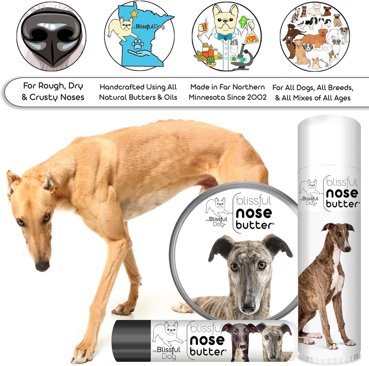 The Blissful Dog Greyhound Unscented Nose Butter - Dog Nose Butter, 0.50 Ounce