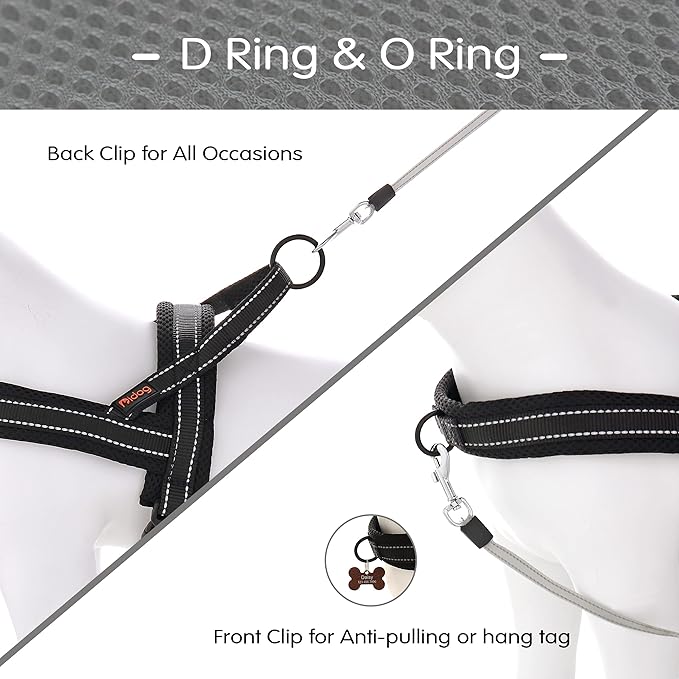 Didog No Pull Dog Harness with Soft Mesh Padded,Reflective & Quick Fit Light Weight Dog Strap Vest Harness,Easy for Walking Training (XS:Chest 15-18", Mesh-Black)