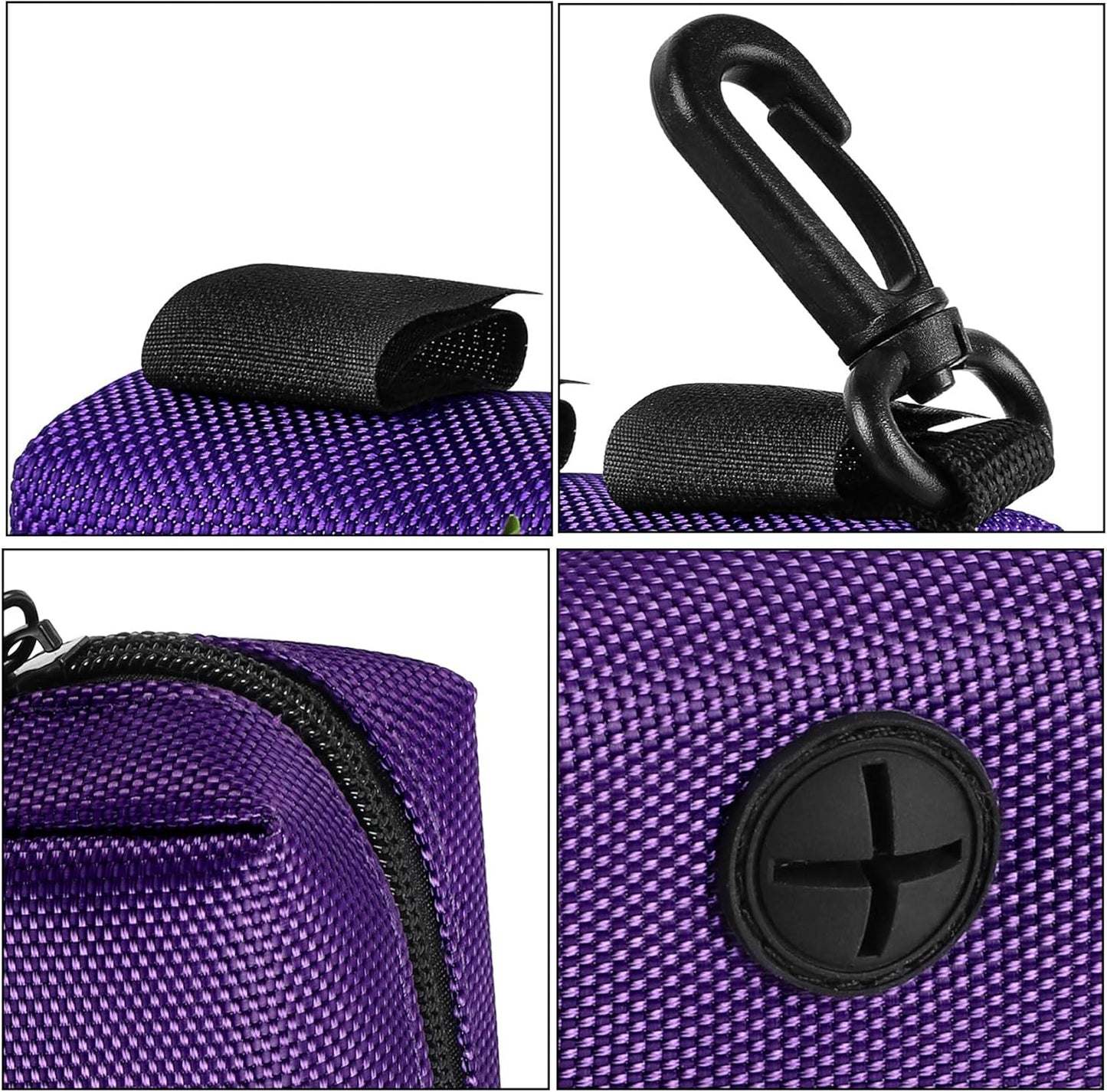 Dog Waste Bag Dispenser Pet Poop Bags Holder for Doggie Waste Bags Dispensers Soft Fabric Zipper Small Doggy Puppy Pouch for Leash Accessory Attachment with Carrier,2PCS Purple