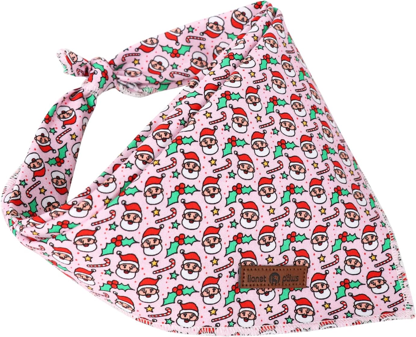 Lionet Paws Christmas Dog Bandana Girl for Medium Large Dogs,Pink Santa Dog Kerchief Washable Dogs Triangle Bibs Scarf