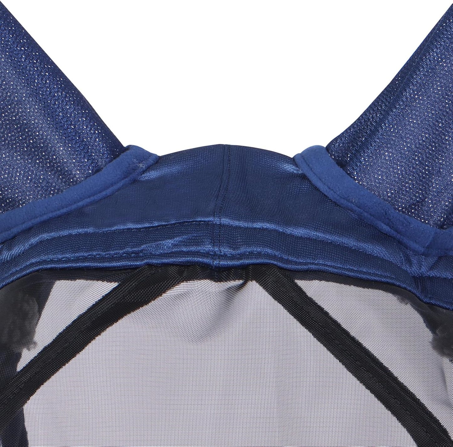 Harrison Howard CareMaster Pro Luminous Horse Fly Mask Large Eye Space Standard with Ears UV Protection for Horse Navy M Cob