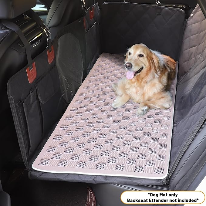Non-Slip Pet Bed Mat for Back Seat Extender, Hair Resistant Dog Blanket for Hard Bottom Dog Car Seat Cover, Anti Slip Pet Linner Backseat Cover Blue/Plaid