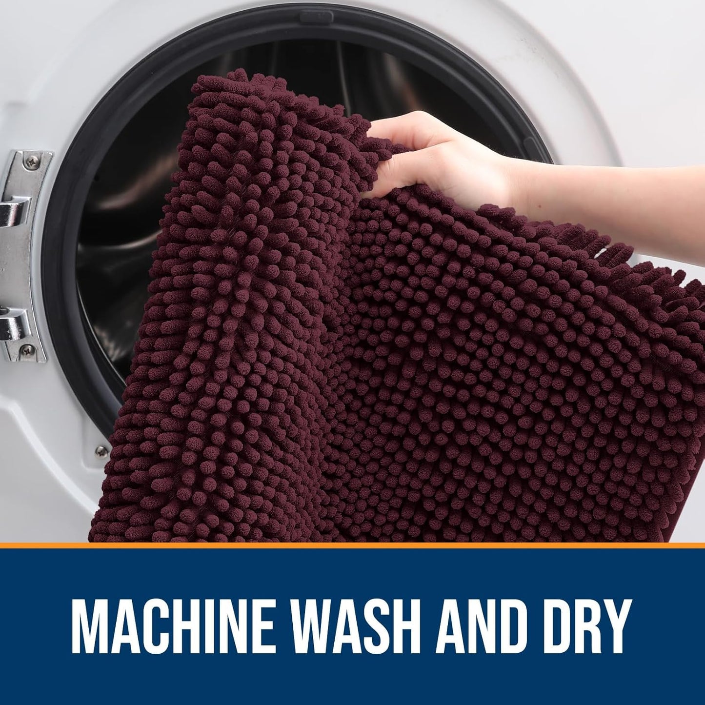 OLANLY Dog Door Mat for Muddy Paws 36x24, Absorbs Moisture and Dirt, Absorbent Non-Slip Washable Doormat, Quick Dry Chenille Mud Mat for Dogs, Entry Indoor Entryway Carpet for Inside Floor, Russet