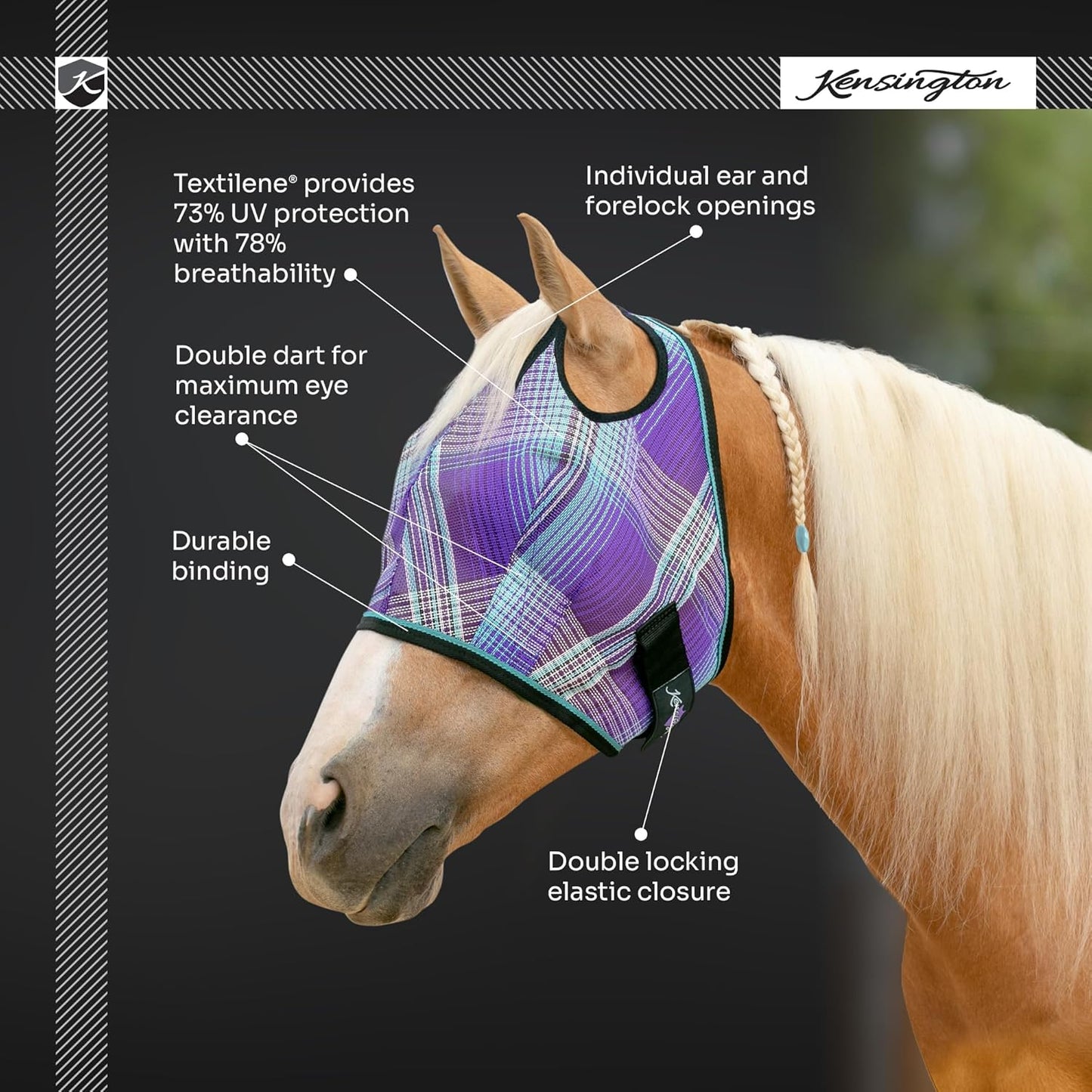 Kensington Fly Mask w/Web Trim Dual Ear Opening & Forelock Freedom Size: L-Avg Color: 165 - Merlot