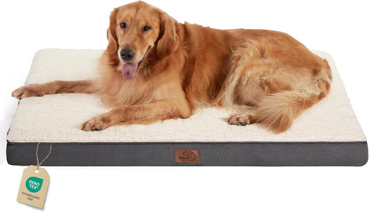 Bedsure XL Dog Beds Large Sized Dog -Orthopedic Flat Extra Large Pet Beds with Removable Washable Cover, Egg Crate Foam Mat, Suitable for Pet Up to 100 lbs