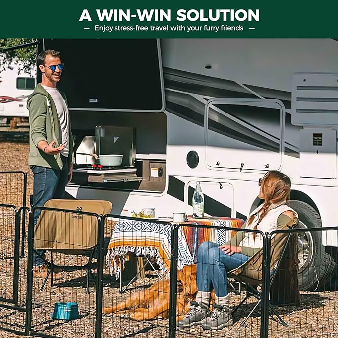 FXW Rollick Unleashed Dog Playpen for Indoor, Yard, RV Camping, 32 inch 24 Panels for Small and Medium Dogs, Black│Patented