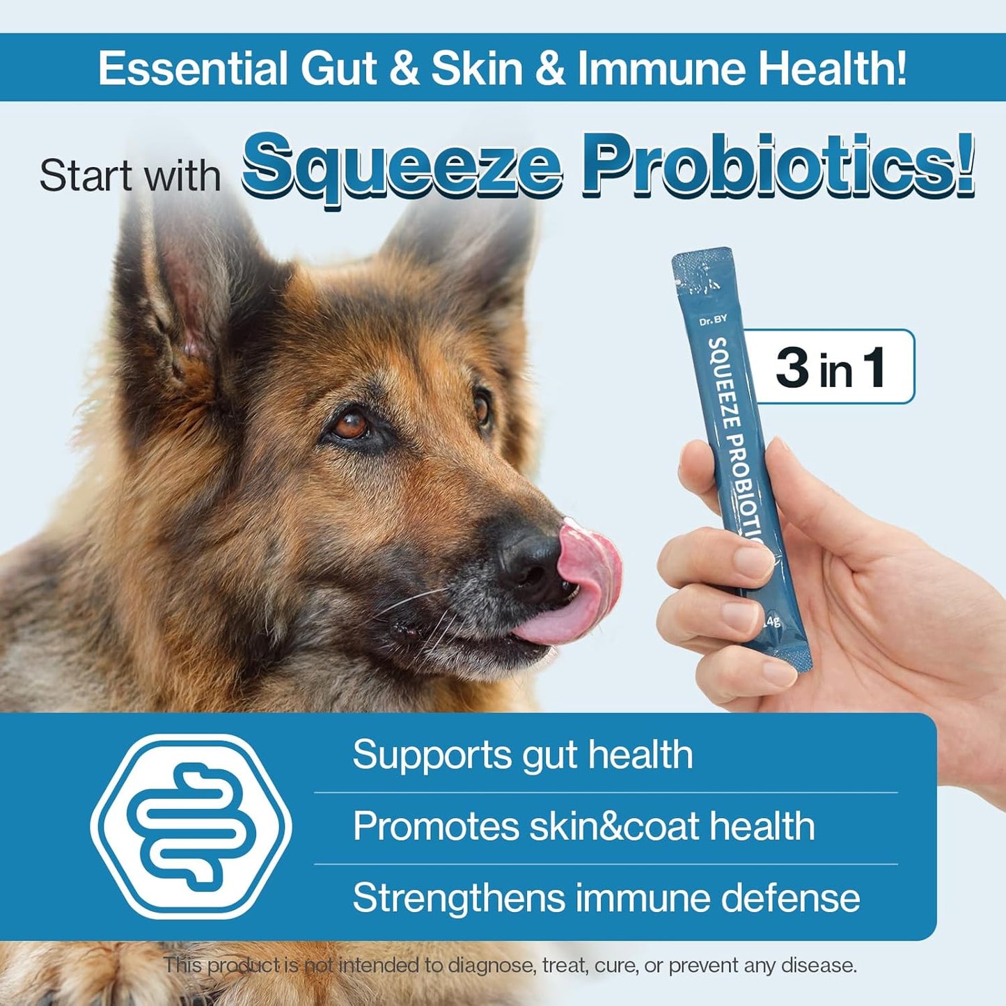 Doctor By Squeeze Probiotics for Dogs Gut Health Immunity Skin&Alllergy Care Diarrhea Relief Digestive Stomach Support with L. crispatus KT-11 Lickable Paste Formula Individually Packaged, Chicken