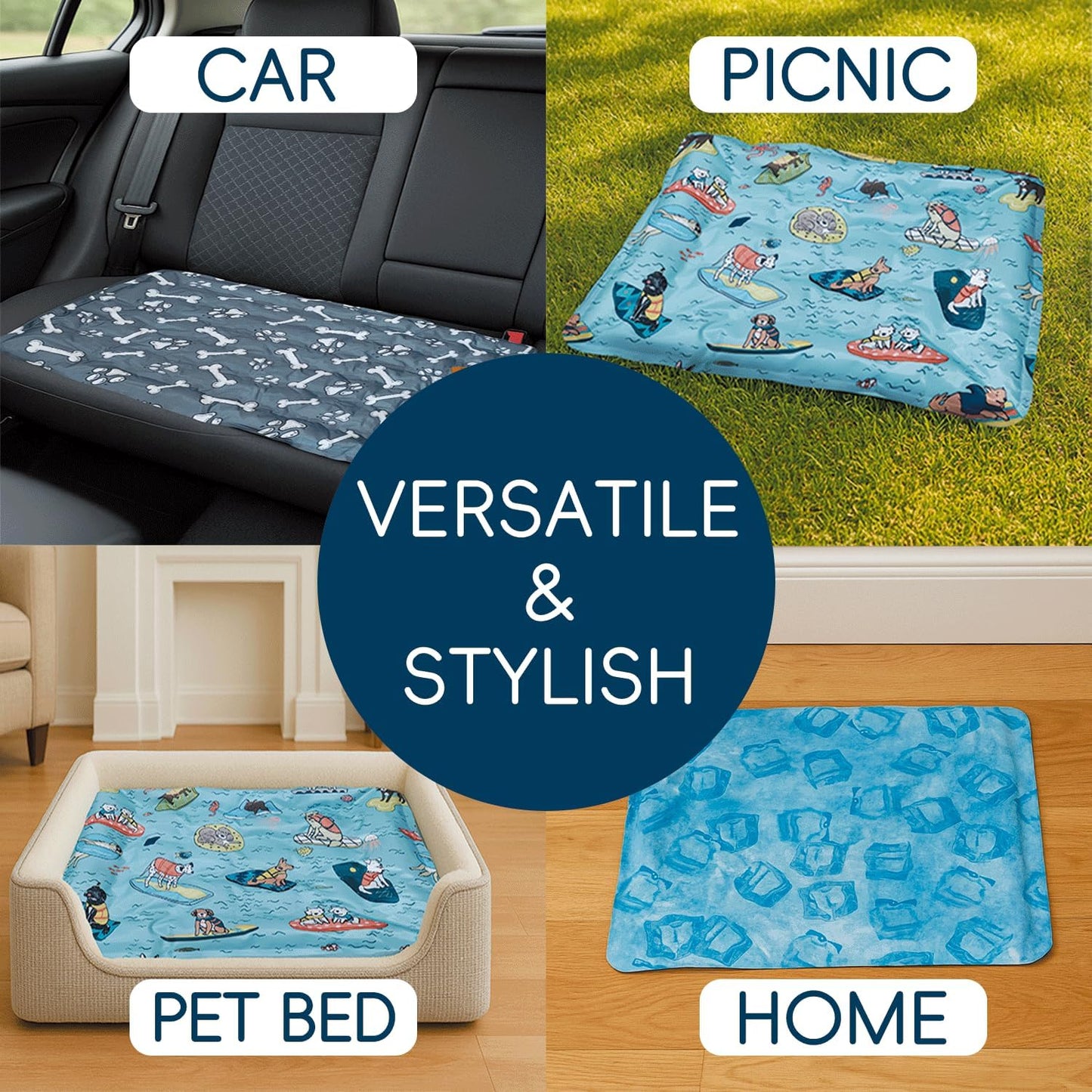 Cooling Pad for Large Dog,Instant Pet Cool Mat,Comfortable Cool Pet Mat for Cat.Portable Dog Bed for Summer. Suitable for Outdoor Summer Crate Pad.Long Time Cooling.Bone(Size-XL 23.6 * 35.4in)