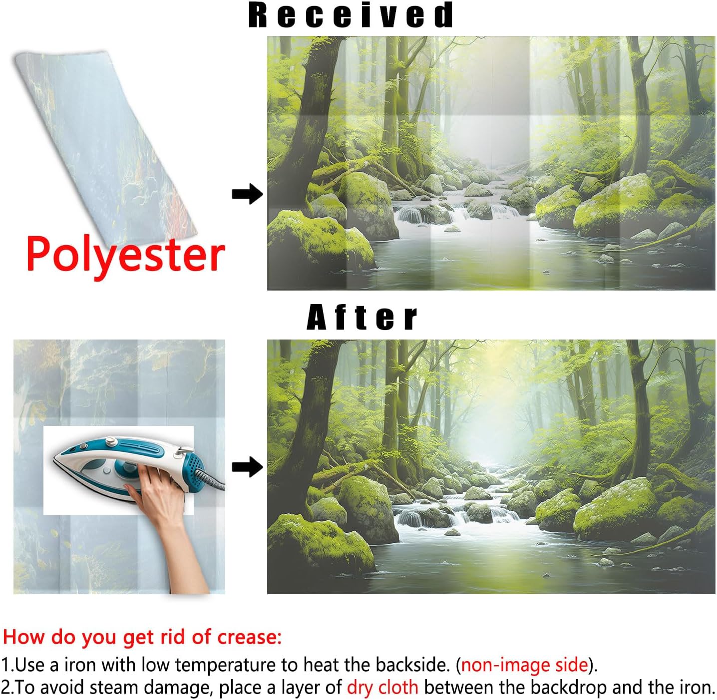 48X18IN Tropical Forest Terrarium Background, Natural Green Forest Tree Reptile Habitat Background, Misty Rainforest Aquarium Background, with 8 EVA Double-Sided Tape