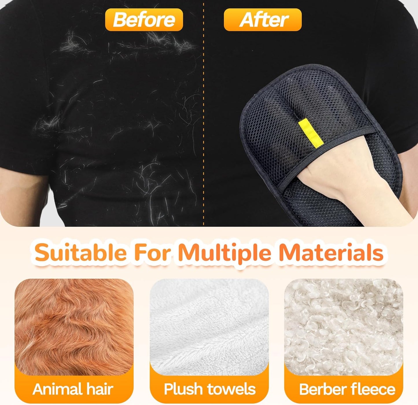 Pet Hair electrostatic Hair Removal Gloves, Suitable for Removing Dog Hair from Sofas, Curtains and Carpets.2pcs