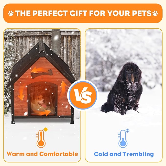 Solid Wood Dog House Comfortable Outdoor Shelter for Medium-Sized and Smaller Dog Sturdy, Durable and Easy to Clean,Can DIY,33.5’’D×30.7’’W×32.3’’H