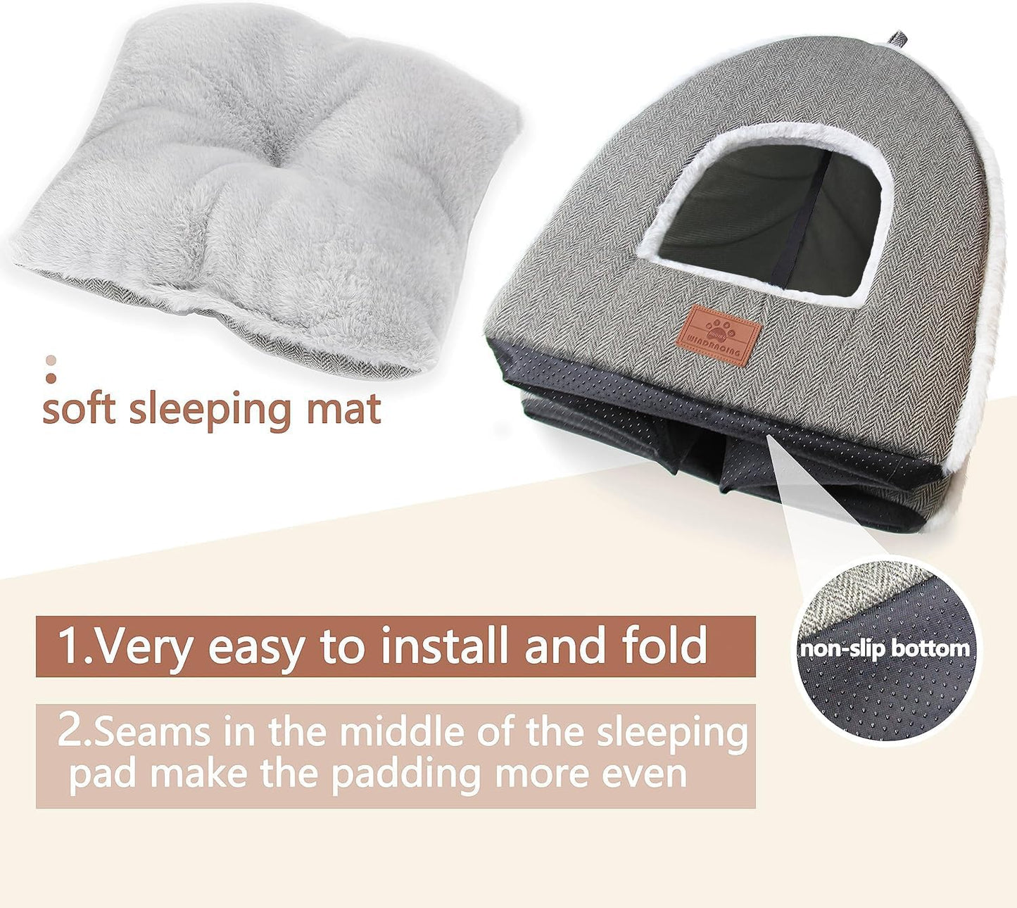 Cat Bed for Indoor Cats - Cat Cave Bed Cat House Cat Tent with Removable Washable Cushioned Pillow, Soft and Self Warming Kitten beds, for Small and Medium Cat Beds & Furniture