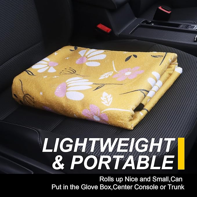 Back Seat Cover for Car Trucks Van SUV,Waterproof Rear Bench Towel Seat Covers for Dogs and Kids,Automotive Backseat Protector (Chamomile and Yellow)