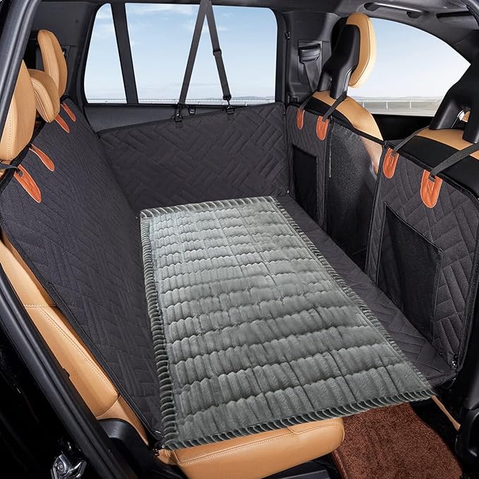 VClife Dog Bed for Car Backseat Anti Slip Pet Travel Bed, Soft Furry Cat Pet Bed Mat Washable Seat Cover for Car, Floor, Sofa, Portable Blanket, Custom Fit for Backseat Extender (Dark Gray, 59"×27.6")