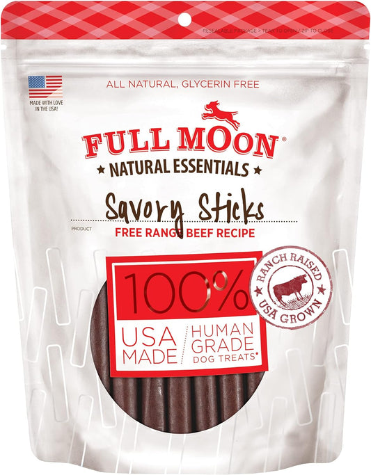 Full Moon All Natural Human Grade Dog Treats, Essential Beef Savory Sticks, 14 Ounce