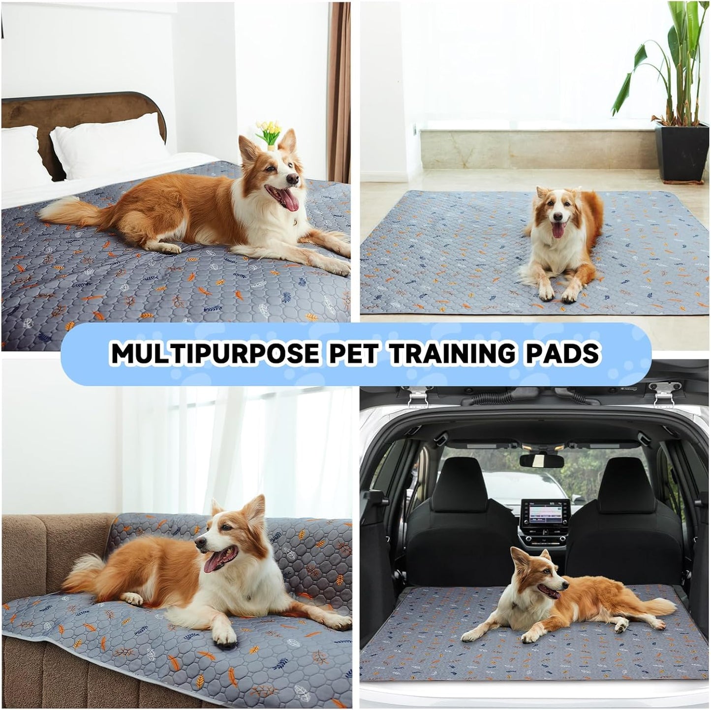 Sunheir Washable Pee Pads for Dogs 72"x72", Extra Large Reusable Puppy Pads Pet Training Pads for Dog Playpen, Waterproof Pee Pads for Puppy Playpen, Whelping Pad, Dog Playpen Indoor - Light Grey