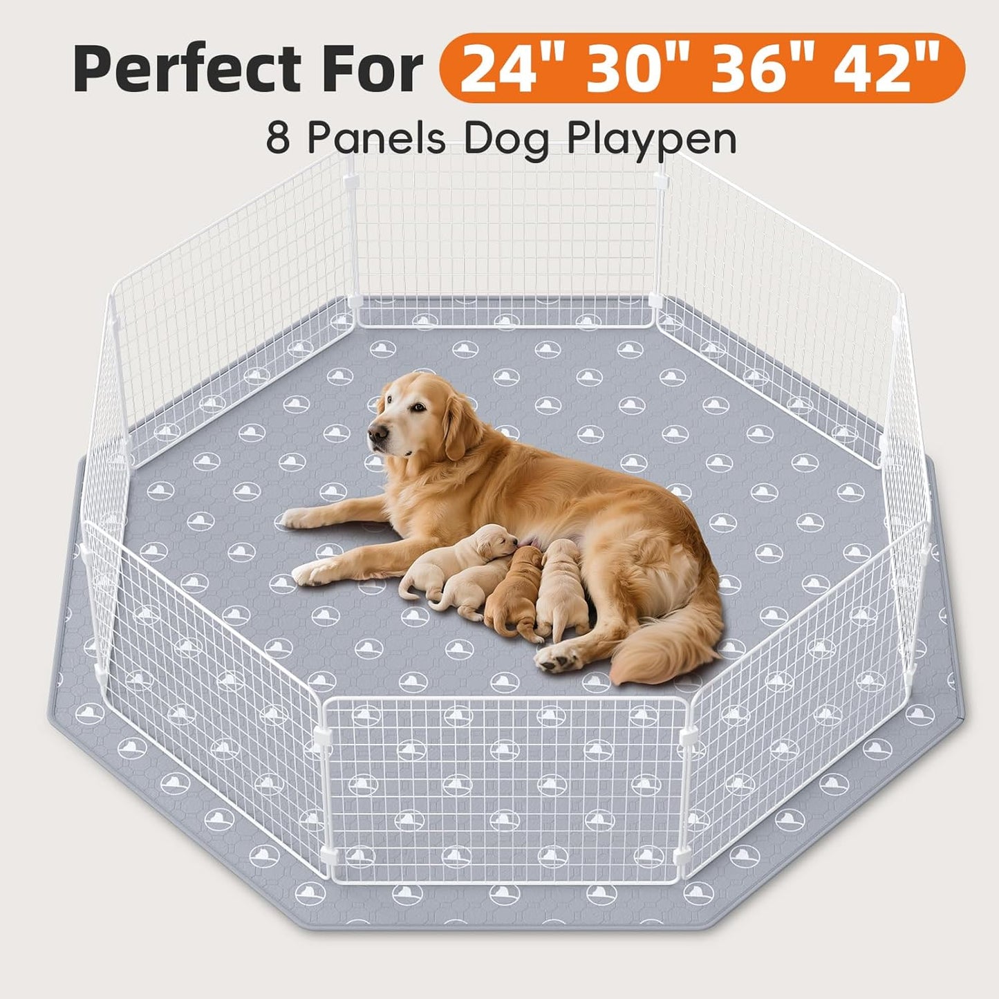 PJYuCien Washable Pee Pads for Dogs 2 Pack, 67" x 26" Octagonal Reusable Pee Pads for Dogs, Leak-Proof Pet Training Pads, Puppy Pads for Non-Slip, Designed for 24/30/36/42'' Width 8 Panels Pen