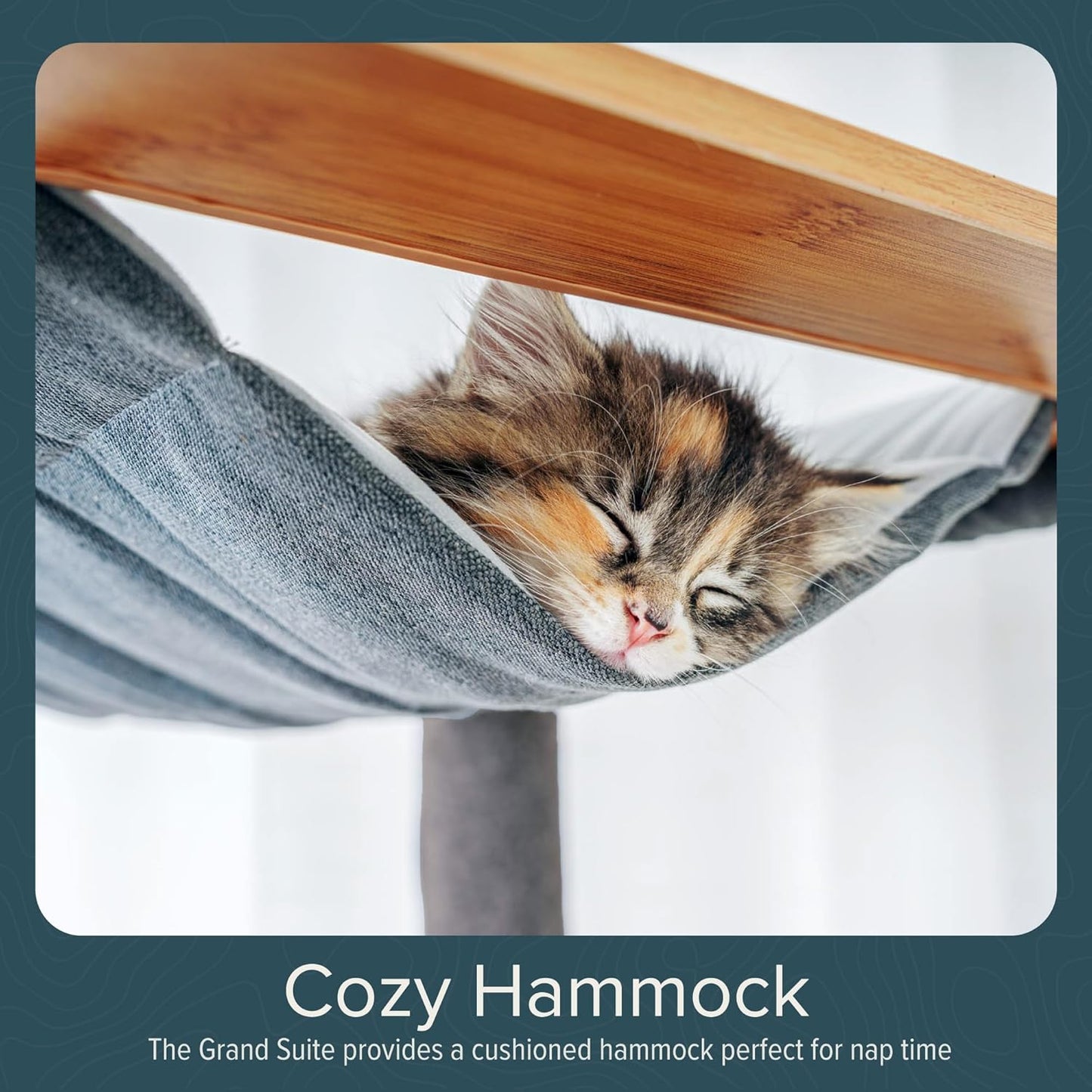 Ascentials - Grand Suite Cat Scratcher Playground - Tall Cat Tower Playground Structure, Sisal Scratching Areas, Grey Felt, Bamboo Veneer w/Linen & Velvet Surface Areas