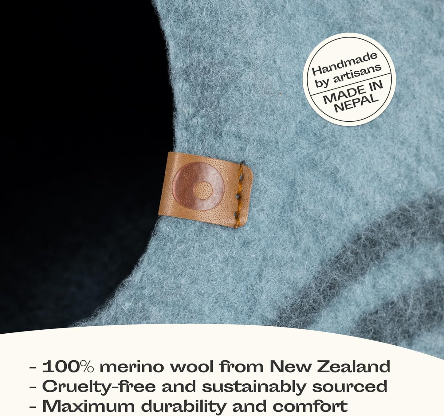 MEOWFIA Cat Cave – Premium Felt Cat Bed for Indoor Cats, Handmade 100% Merino Wool (Aquamarine, Medium)