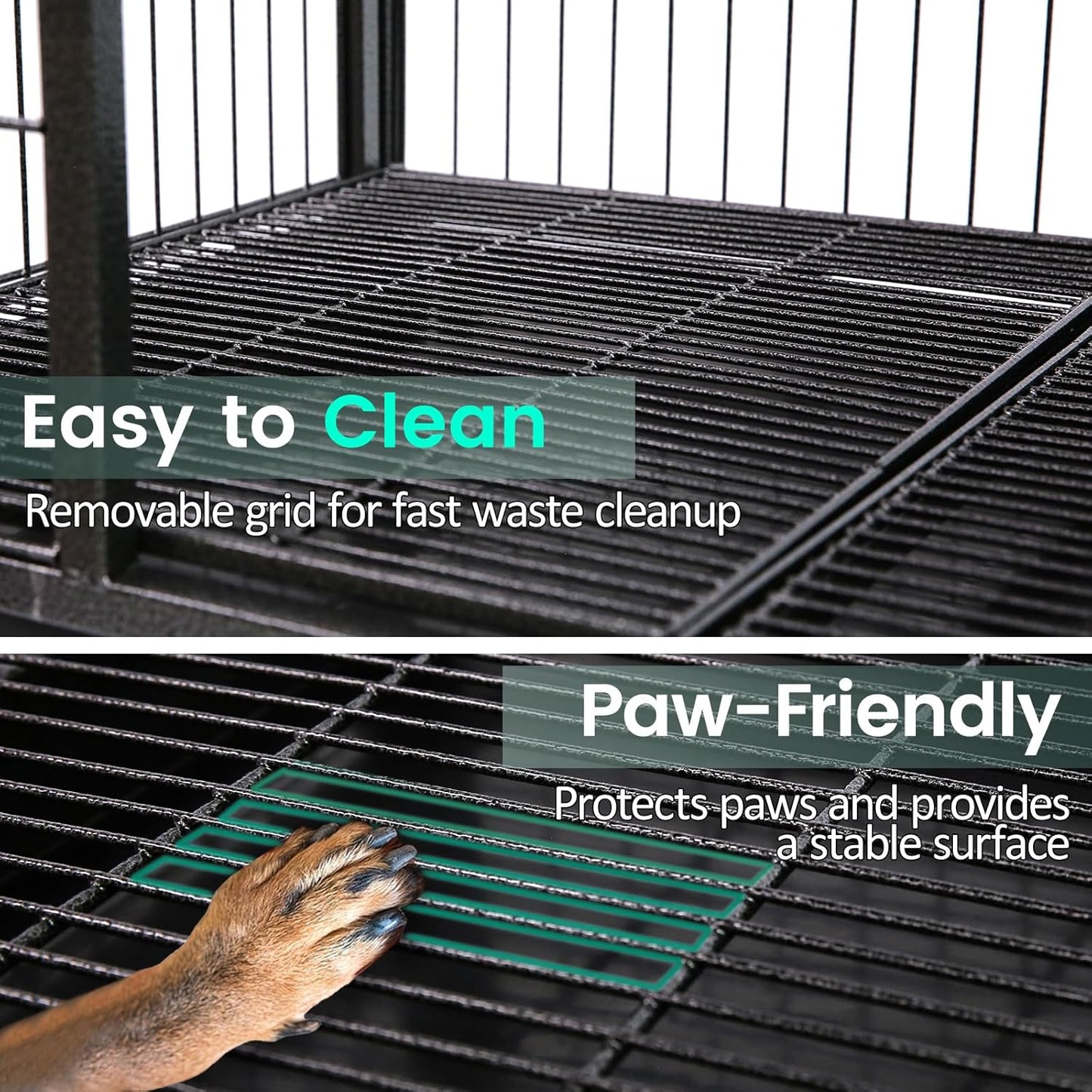 Two-Tier 30 Inch Small Dog Crate, Heavy Duty Drop Dog Cage for Small Dogs Kennels Indoor with Auto-Locks, Removable Trays, Metal Floor Grids and 360° Lockable Wheels