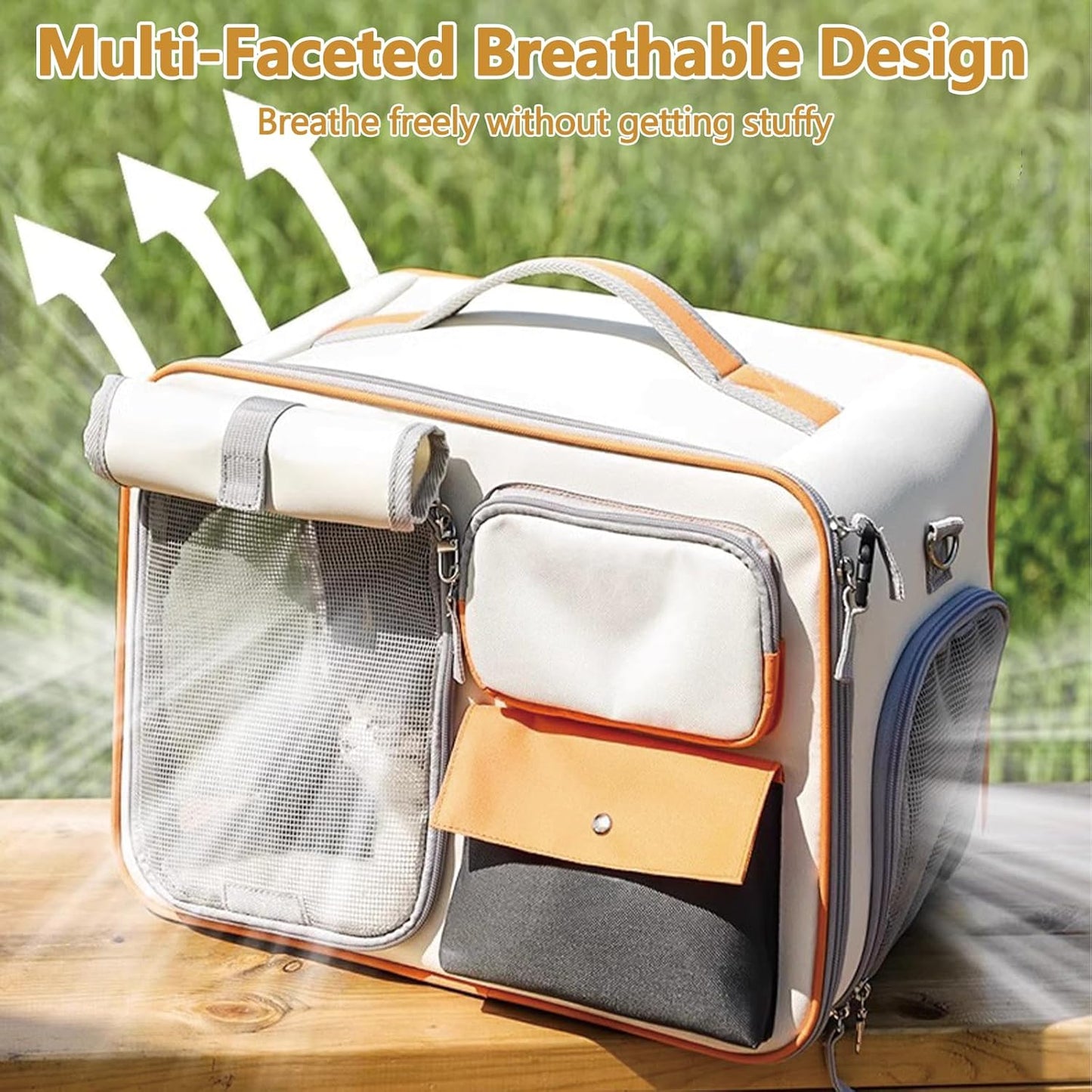 Dog Backpack, Pet Backpack with Upgrade Waist Cushion Design to Better Fit The Waist, Ventilated Soft Cat Backpack for Travel, Hiking, Camping(White)