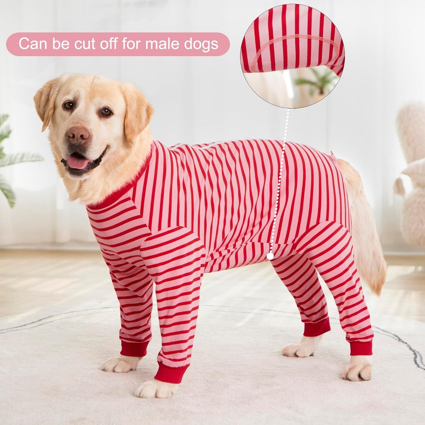 Yeapeeto Dog Onesie Surgery Recovery Suit for Large Medium Bodysuit Dogs Pajamas PJS Full Body for Shedding, Prevent Licking, Wound Protection, Cone Alternative… (Red Pink, X-Large)