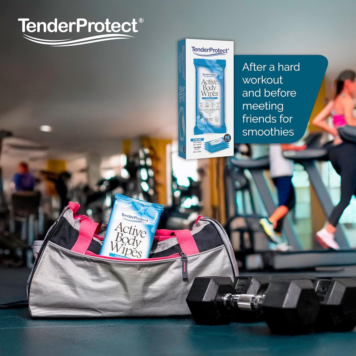 Active Body Wipes, XL Rinse-Free Shower Wipe for Adults, 9" x 12" Extra Large, Aloe, No Rinse Bath Wash Cloth - Gym, Sports, Travel, Camping, Elderly Care, Portable 12 Ct Packs (48 ct)