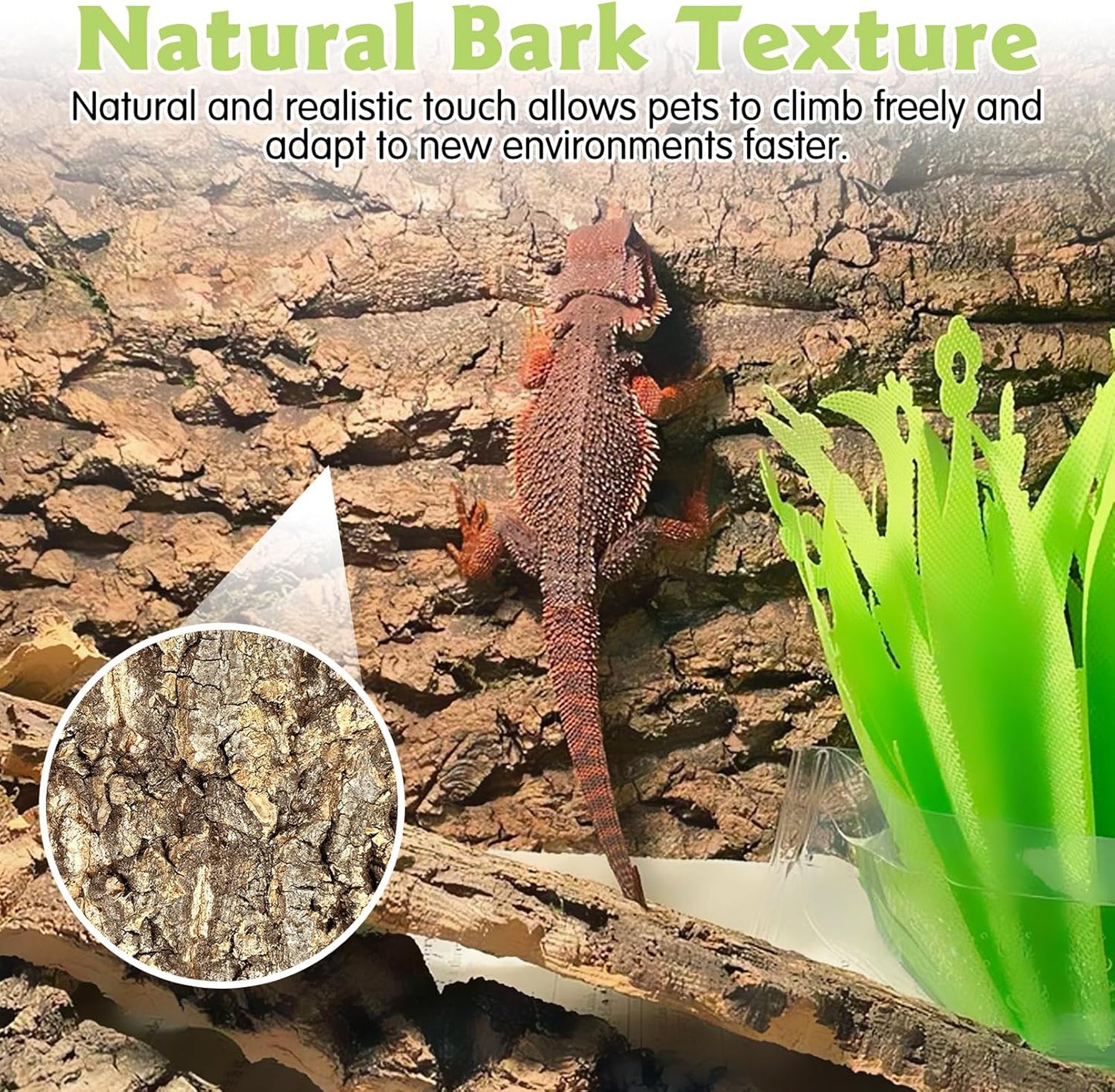 kathson 2Pcs 11.8” L x 11.8” W Cork Tile Background Bark Terrarium Backdrop Wall Decor Cork Bark for Reptiles Reptile Climbing Mat for Spider Gecko Lizard Bearded Chameleon Dragon Turtle Snake