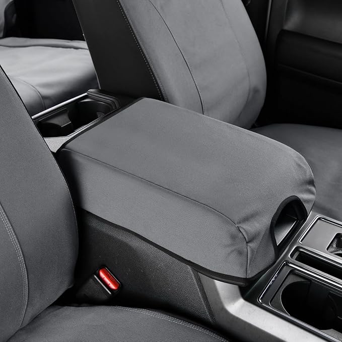 Coverado Front Seat Covers, Waterproof Canvas Seat Protector for Car Seat Cushions for Kids & Dogs, Seat Covers Compatible with 2015-2025 Ford F150 & 2017-2025 Ford F250 F350 F450(Gray, 2PCS)